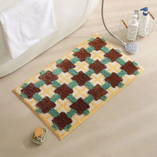 Morocco Retro | Non-Slip Bath Mat with Soft Fabric Top | Elegant Design for Comfort and Safety 0