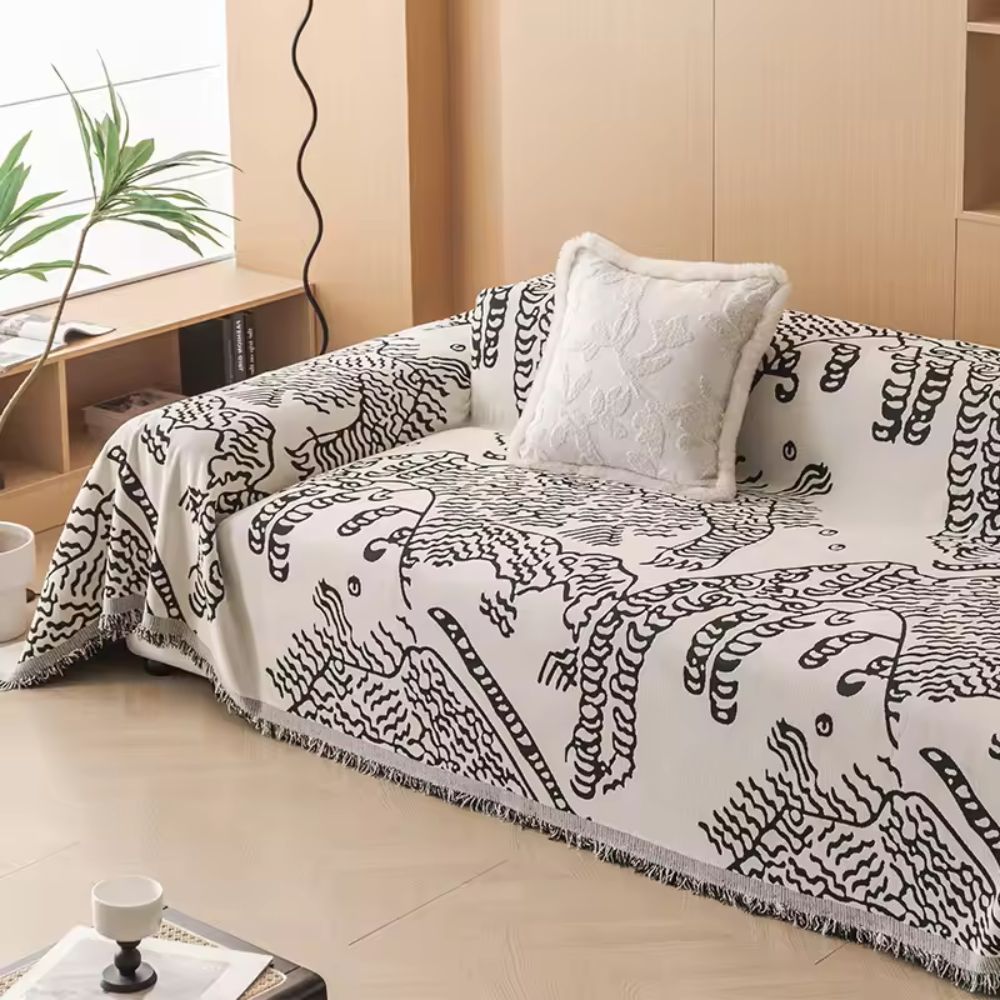 Nature Sketch Pattern Sofa Cover Microfiber Elegant Protection 0