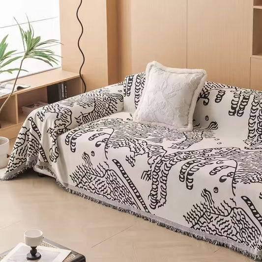 Nature Sketch Pattern Sofa Cover Microfiber Elegant Protection 0