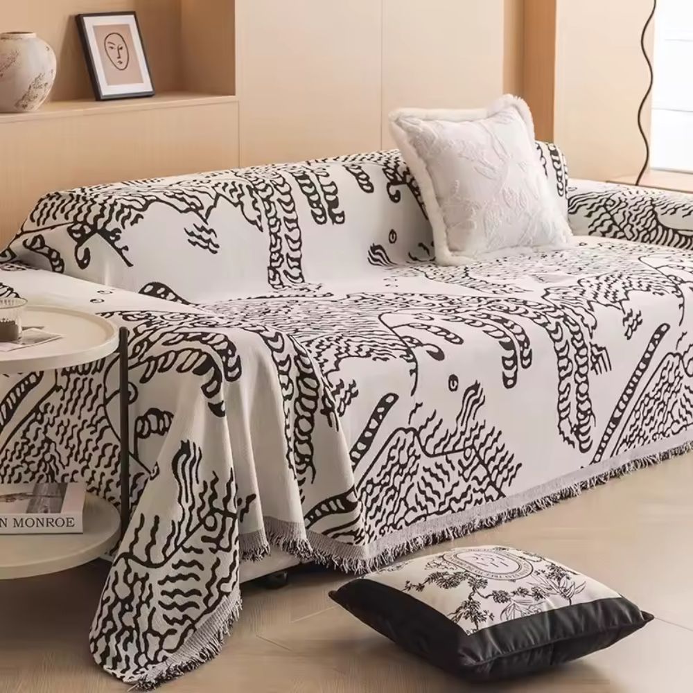 Nature Sketch Pattern Sofa Cover Microfiber Elegant Protection 2