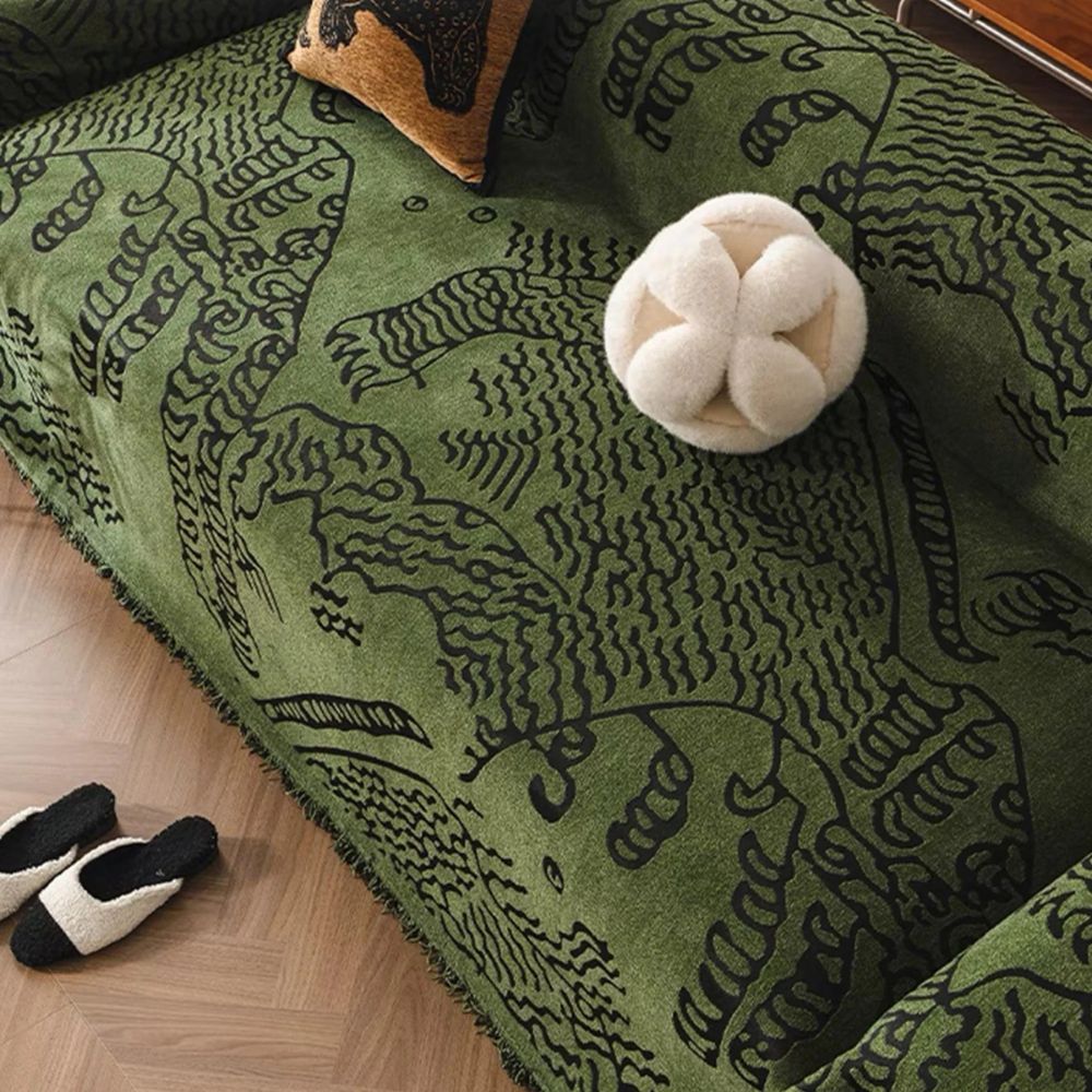 Nature Sketch Pattern Sofa Cover Microfiber Elegant Protection 3