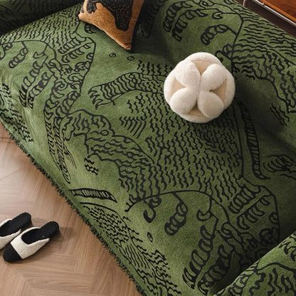 Nature Sketch Pattern Sofa Cover Microfiber Elegant Protection 3