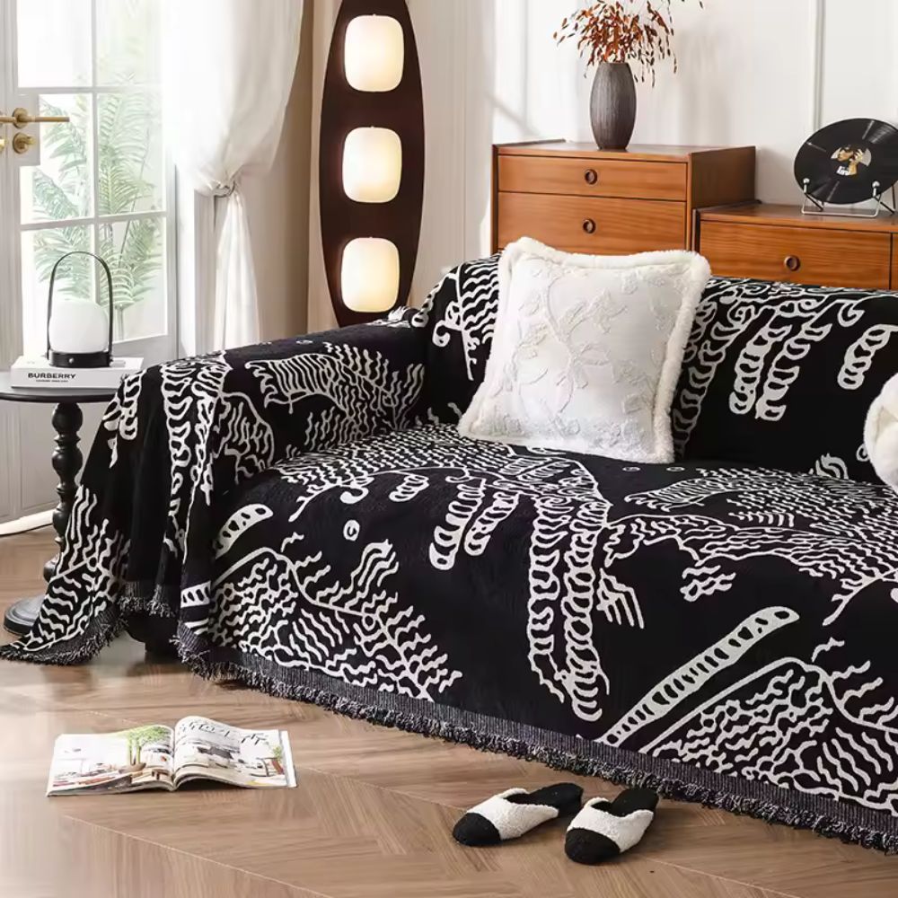 Nature Sketch Pattern Sofa Cover Microfiber Elegant Protection 4