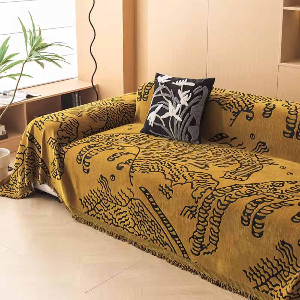 Nature Sketch Pattern Sofa Cover Microfiber Elegant Protection 5
