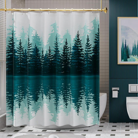 Nature's Touch | Forest Shower Curtain with Unique Artwork & Water-Repellent Fabric for Easy Maintenance 0