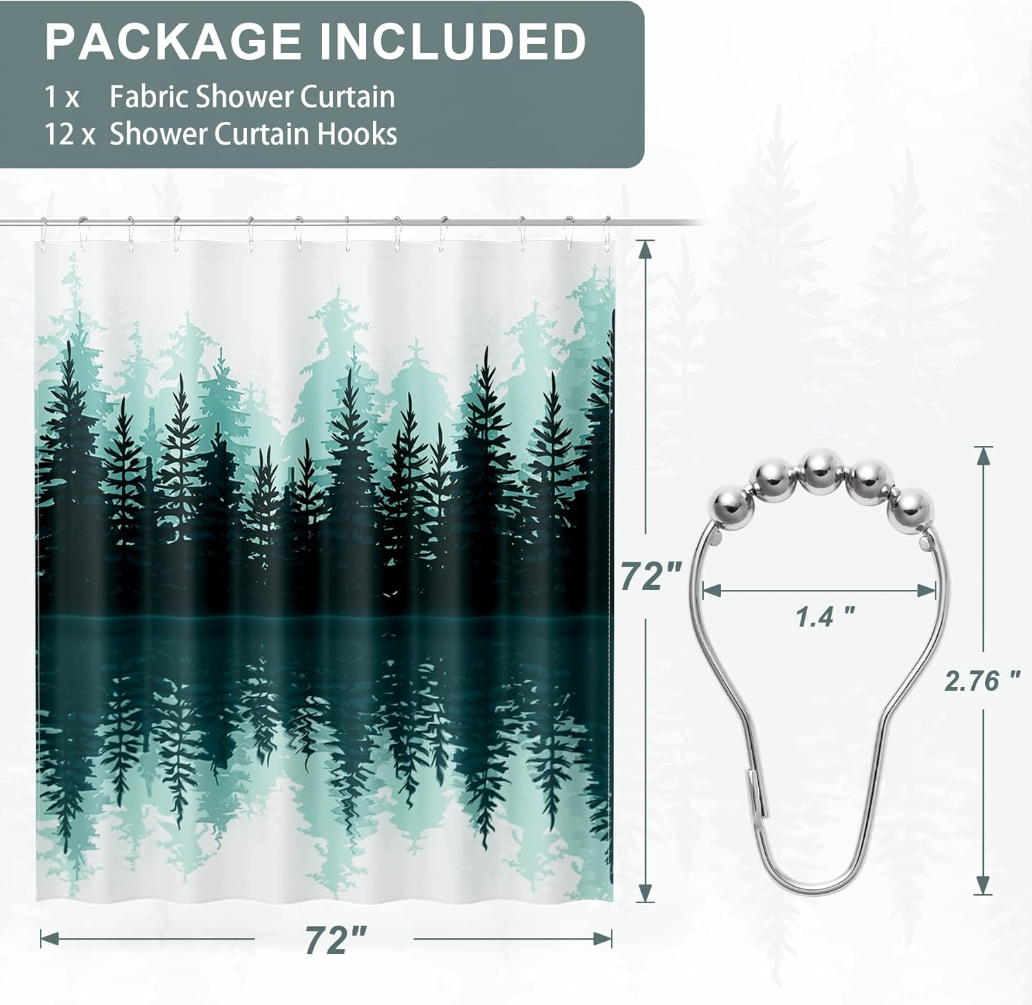Nature's Touch | Forest Shower Curtain with Unique Artwork & Water-Repellent Fabric for Easy Maintenance 2