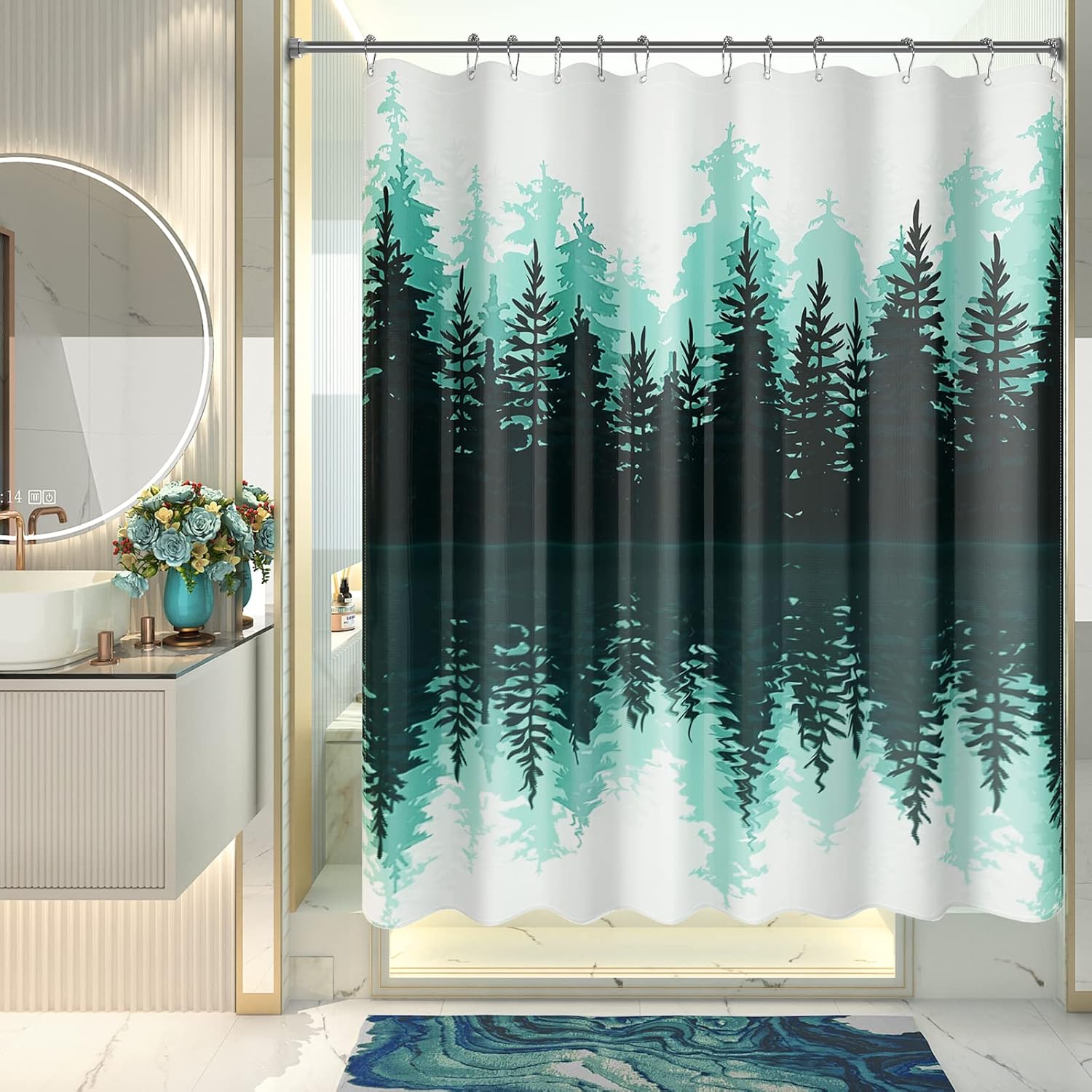 Nature's Touch | Forest Shower Curtain with Unique Artwork & Water-Repellent Fabric for Easy Maintenance 7