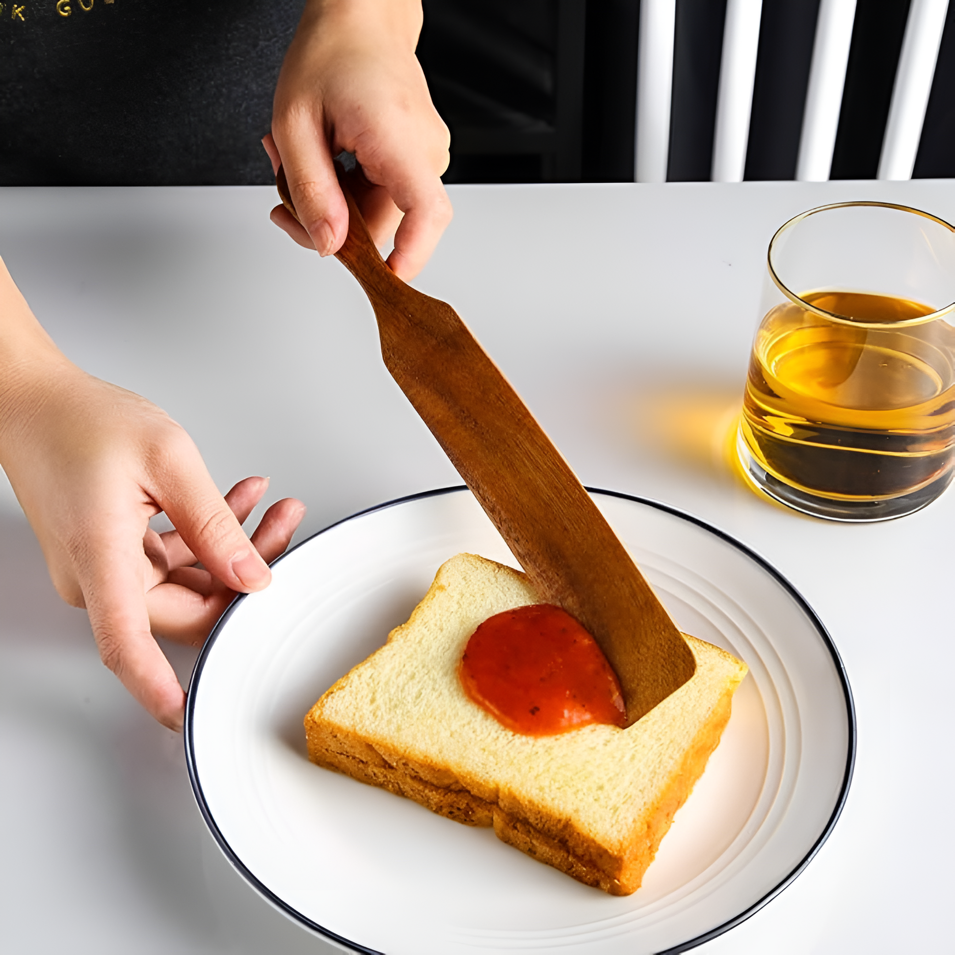 Non-Stick Wooden Spatula Set Durable Teak Comfortable Grip 3