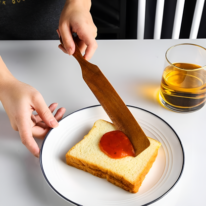 Non-Stick Wooden Spatula Set Durable Teak Comfortable Grip 3