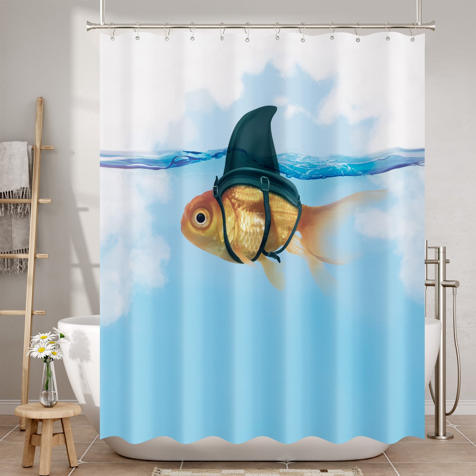 Oceanic Decor | Fish Shower Curtain with Unique Artwork & Weighted Hem | Water-Repellent Fabric for Easy Care 1