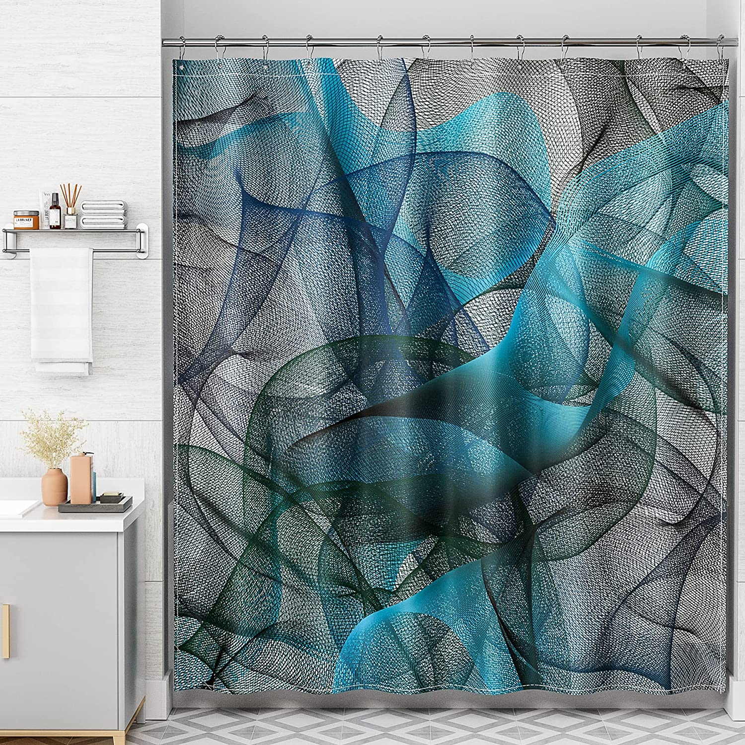 Ombre Shower Curtain with Unique Designer Patterns | Water-Repellent Fabric for Easy Maintenance 10