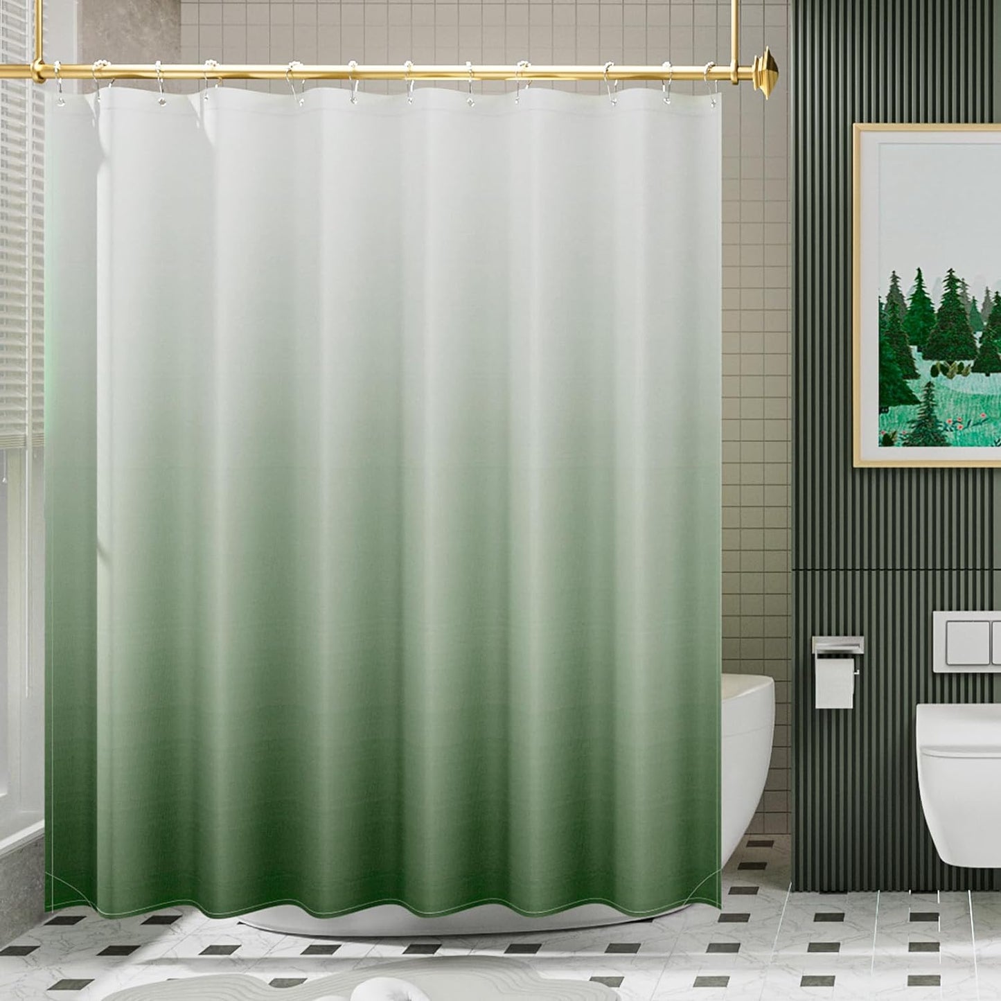 Ombre Shower Curtain with Unique Designer Patterns | Water-Repellent Fabric for Easy Maintenance 11