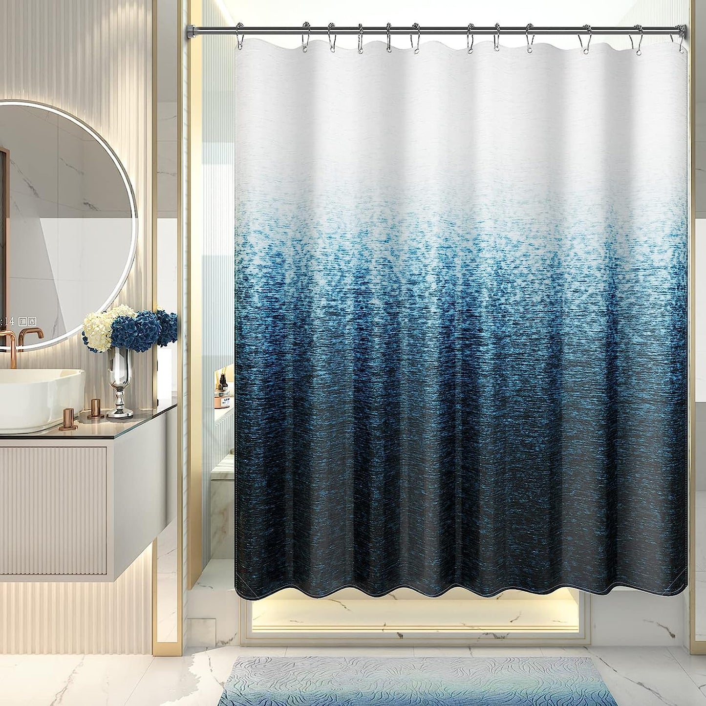 Ombre Shower Curtain with Unique Designer Patterns | Water-Repellent Fabric for Easy Maintenance 12