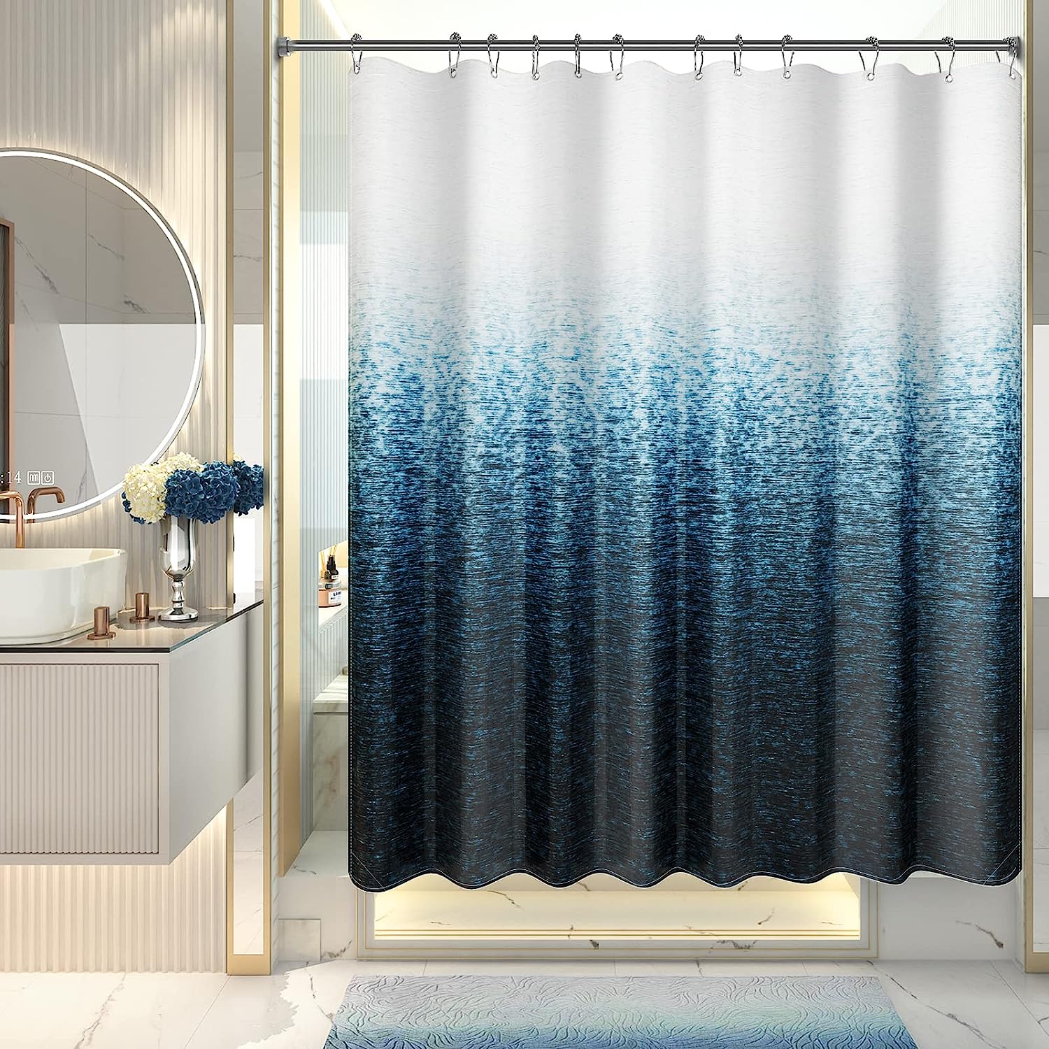 Ombre Shower Curtain with Unique Designer Patterns | Water-Repellent Fabric for Easy Maintenance 12
