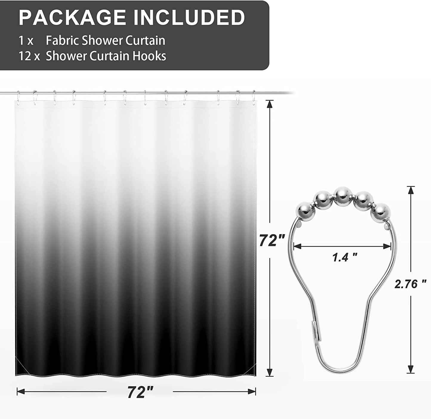 Ombre Shower Curtain with Unique Designer Patterns | Water-Repellent Fabric for Easy Maintenance 2