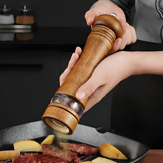 Pepper Grinder Natural Oak Adjustable Coarseness for Fresh Spices 0