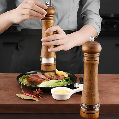Pepper Grinder Natural Oak Adjustable Coarseness for Fresh Spices 4