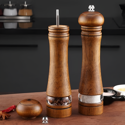 Pepper Grinder Natural Oak Adjustable Coarseness for Fresh Spices 5
