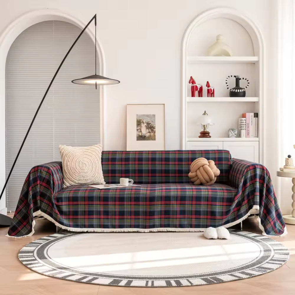 Plaid Sofa Cover Microfiber Blend Stylish Protection for Furniture 1