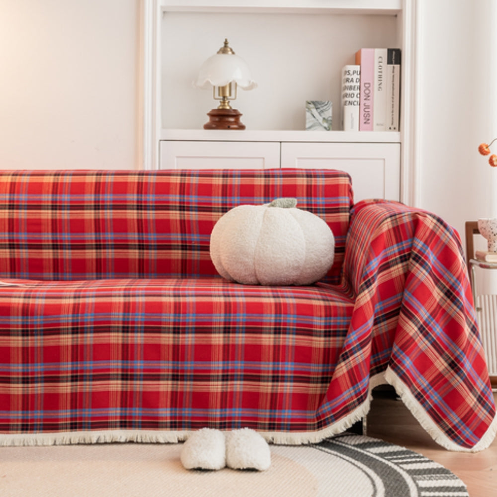 Plaid Sofa Cover Microfiber Blend Stylish Protection for Furniture 10