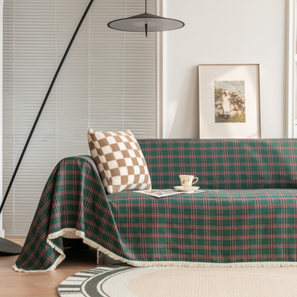 Plaid Sofa Cover Microfiber Blend Stylish Protection for Furniture 11