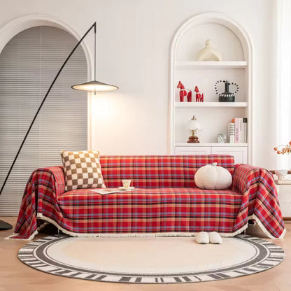 Plaid Sofa Cover Microfiber Blend Stylish Protection for Furniture 2