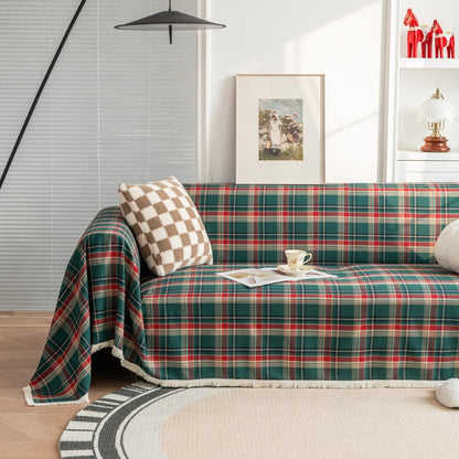 Plaid Sofa Cover Microfiber Blend Stylish Protection for Furniture 6