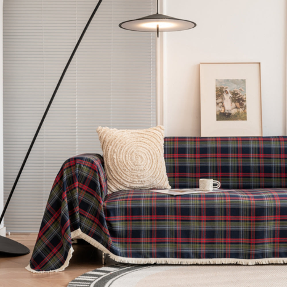 Plaid Sofa Cover Microfiber Blend Stylish Protection for Furniture 8