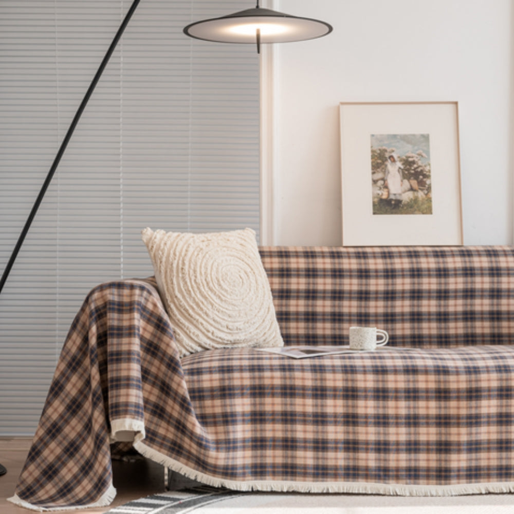 Plaid Sofa Cover Microfiber Blend Stylish Protection for Furniture 9