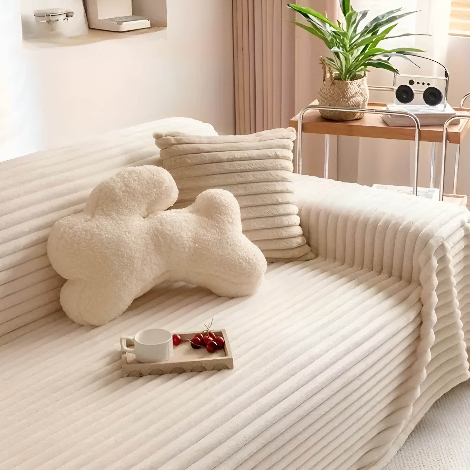 Plush Sofa Cover Quilted Microfiber Cozy Winter Protection 2