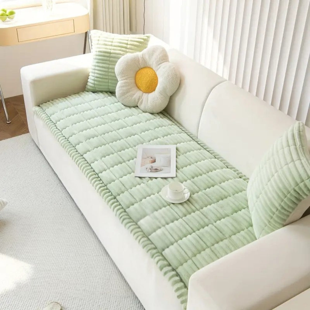 Plush Sofa Cover Thick Flannel Fabric Elegant Protection 6