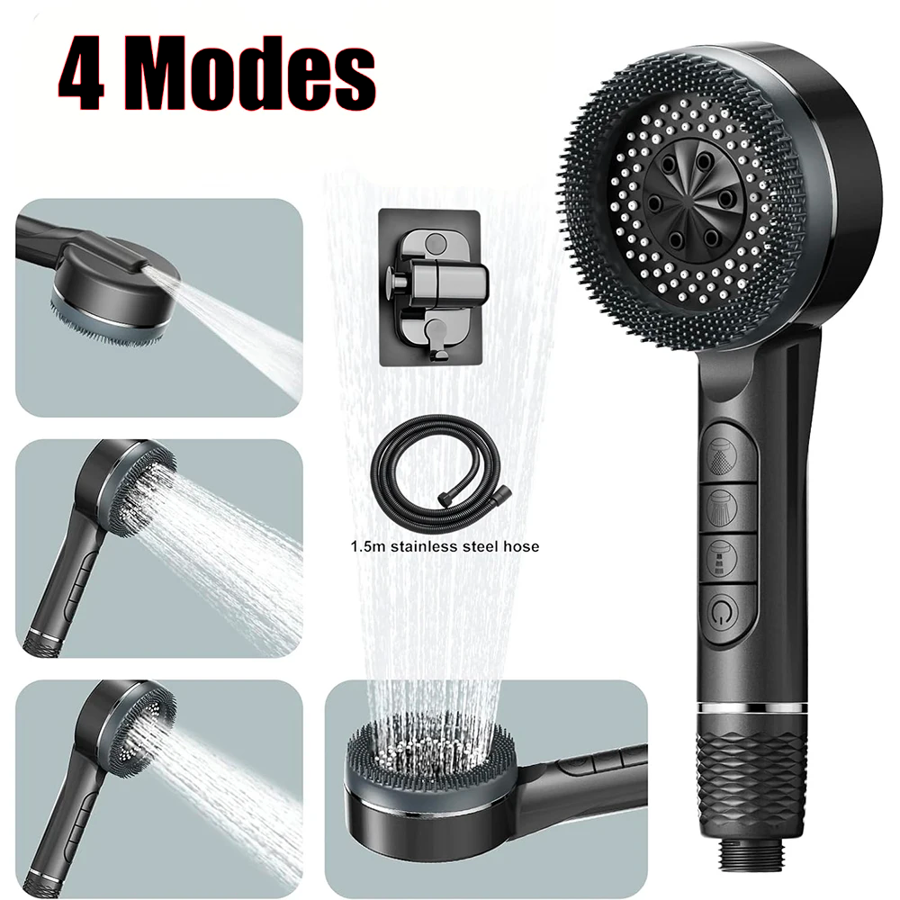 Filtered Shower Head with 4 Modes & Hose | High Pressure Handheld Shower Head
