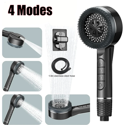 Filtered Shower Head with 4 Modes & Hose | High Pressure Handheld Shower Head