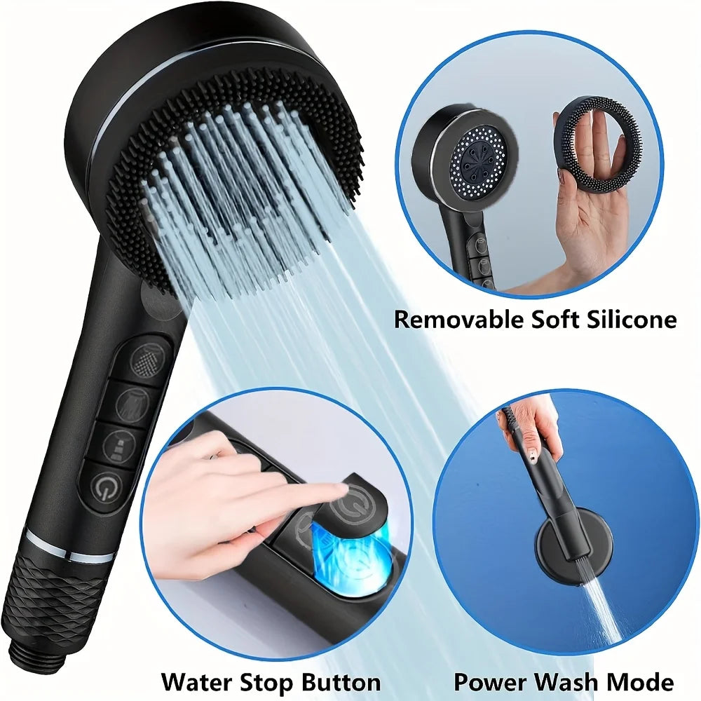 Premium Handheld Shower Head with 4 Modes & One-Key Water Stop | High-Pressure Shower Head with Hose for Luxurious Shower Experience 1