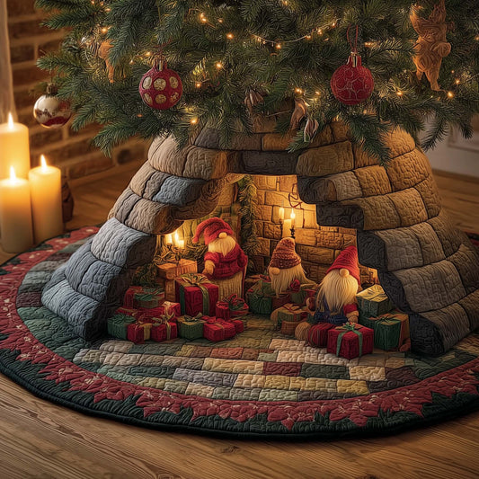 Quilted Christmas Tree Skirt Durable Cotton-Poly Blend Festive Decor 0