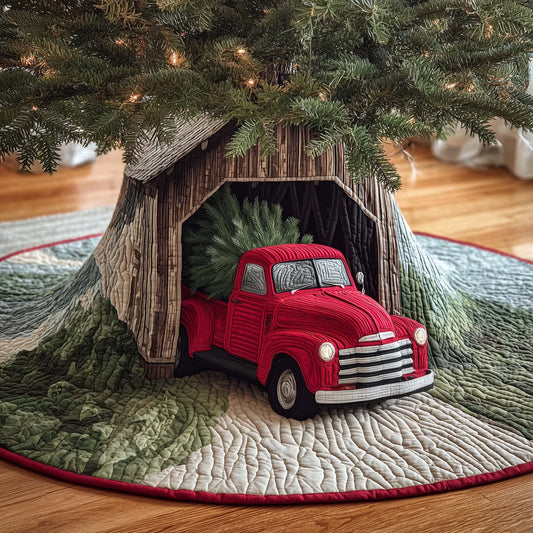 Quilted Tree Skirt Classic Design Durable Cotton-Poly Blend 0