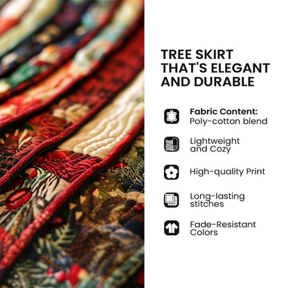 Quilted Tree Skirt Classic Design Durable Material Holiday Decor 2