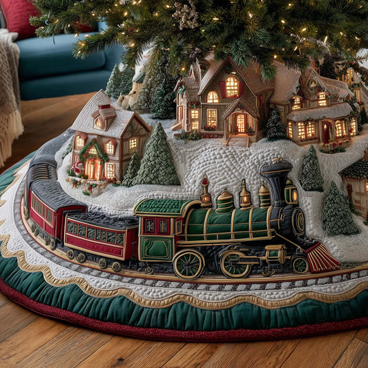 Quilted Tree Skirt Holiday Decor Durable Elegant Design 0