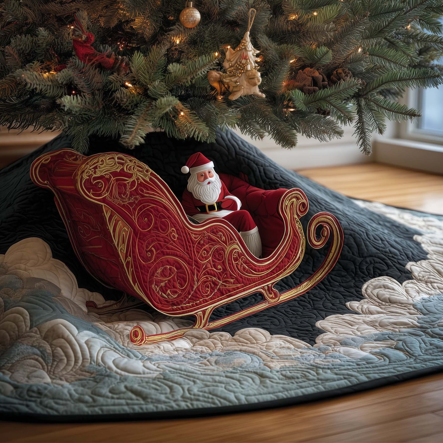 Quilted Tree Skirt Holiday Decor Durable Elegant Design 0