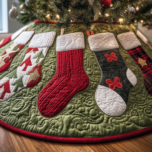 Quilted Tree Skirt Holiday Decor Durable Elegant Design 0