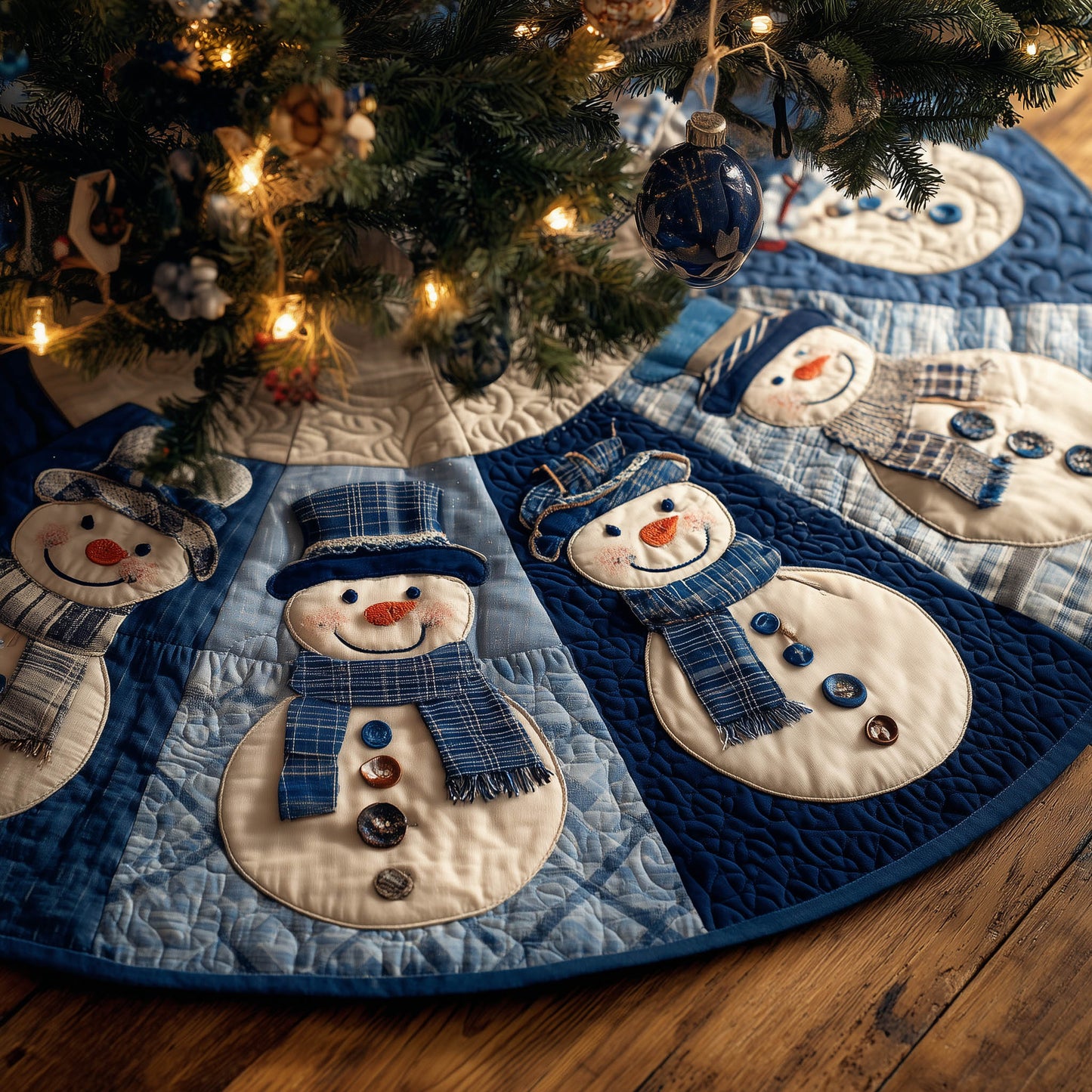 Quilted Tree Skirt Holiday Decor Durable Festive Charm 0