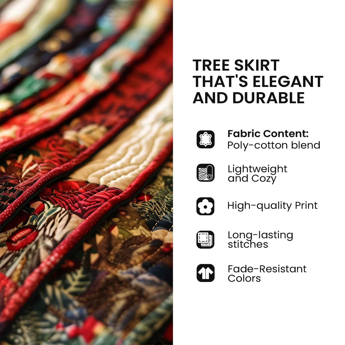Quilted Tree Skirt Holiday Decor Durable Festive Charm 2