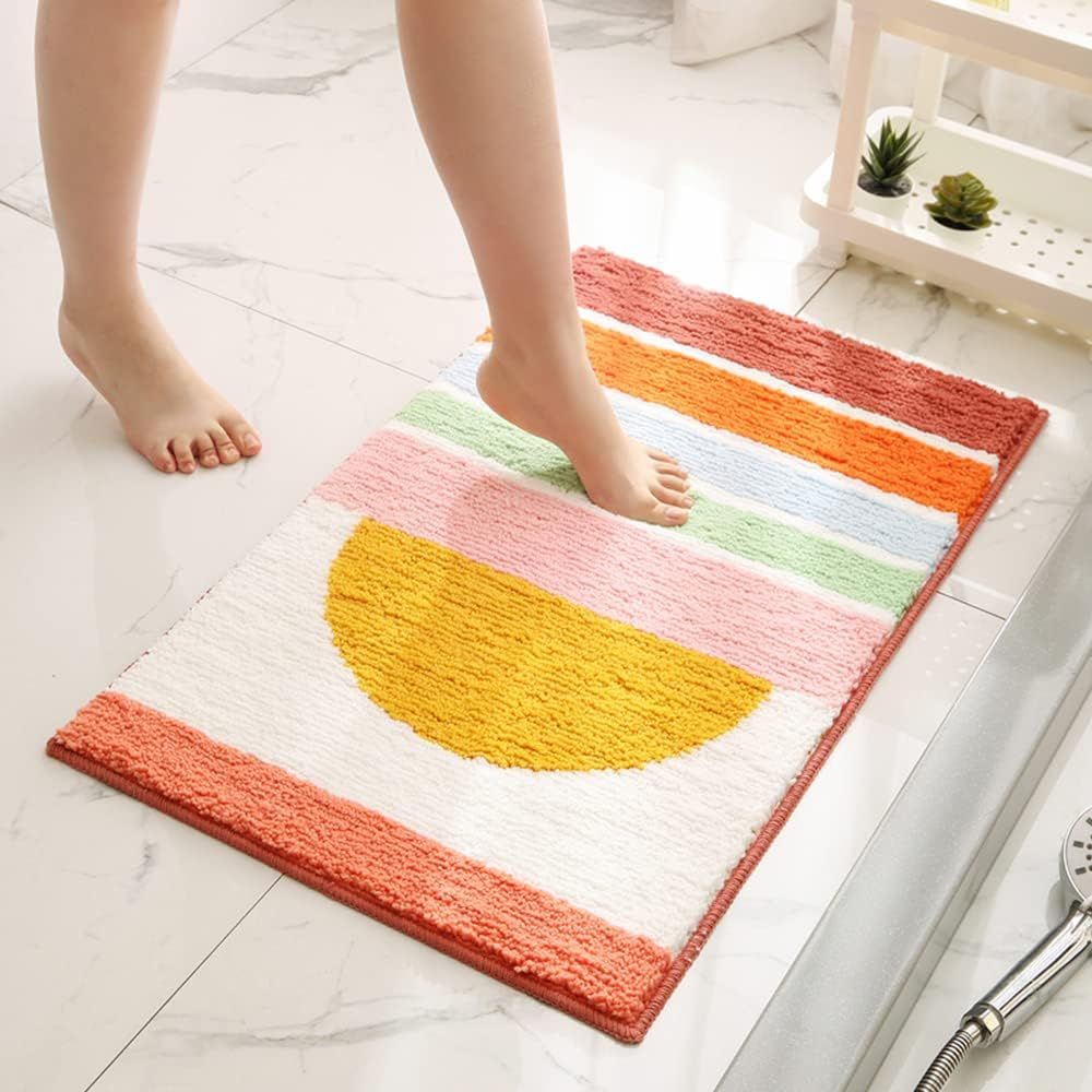 Rainbow Sunset | Non-Slip Bath Mat with Plush Microfiber for Safety and Comfort 1