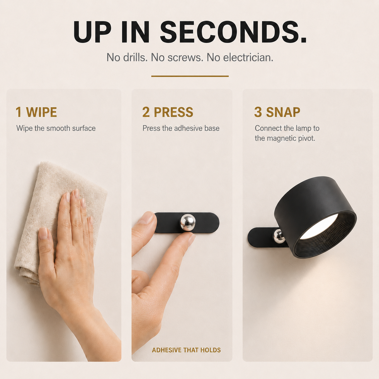 Reading Lamp 360° Adjustable Brightness Magnetic Cordless Design 8
