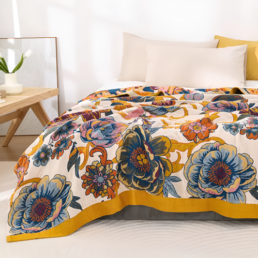 Reversible Floral Blanket | Ultra-Soft Cotton | Versatile All-Season Use 0