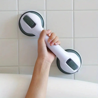 White suction cup grab bar for bathroom wall safety support