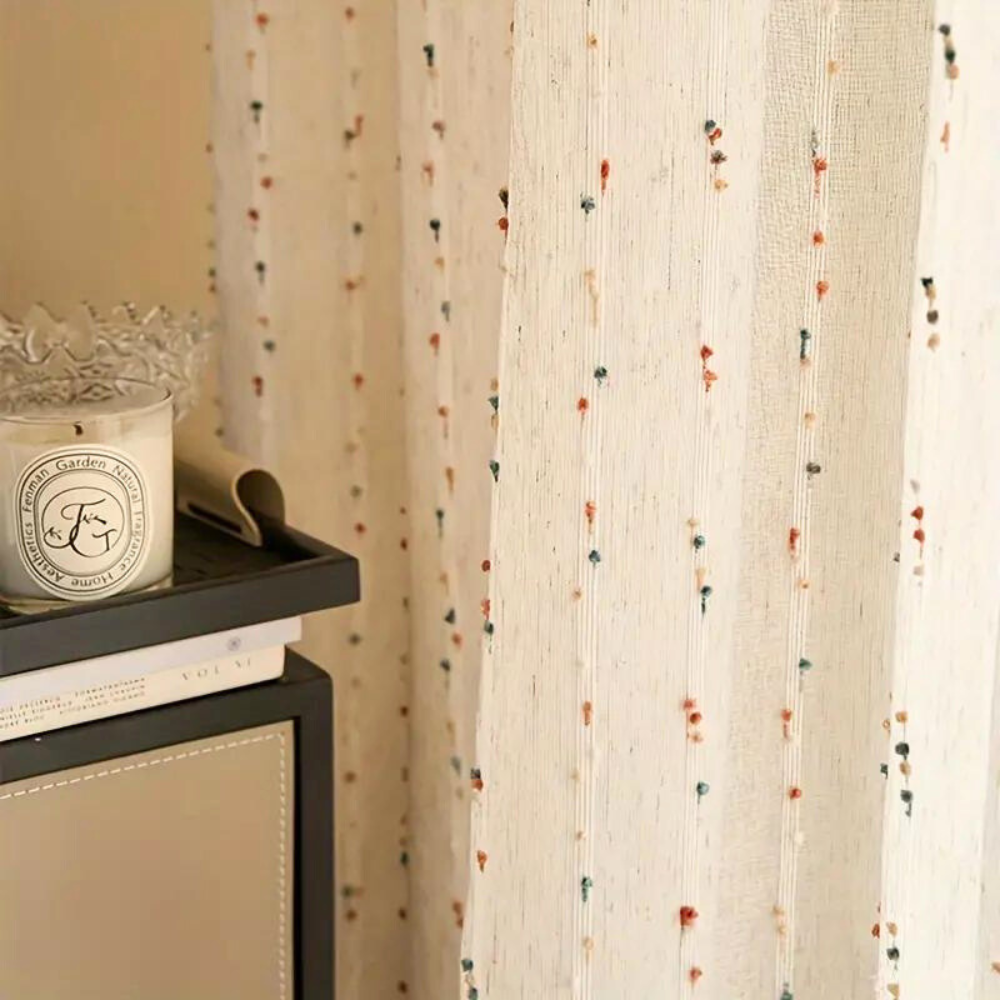 Sheer Curtain Rainbow Tulle Semi-Sheer Easy Install Cheerful Design 3