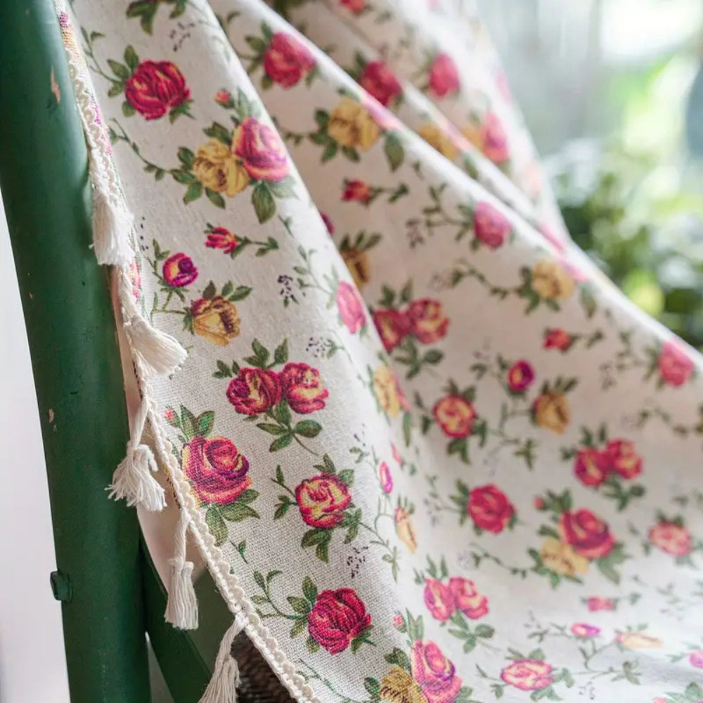Sheer Floral Curtain Semi-Sheer Cotton Blend for Cozy Living Room 2