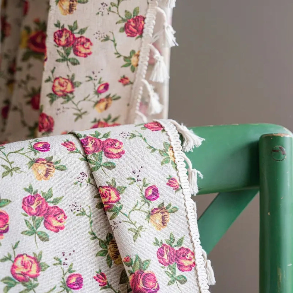Sheer Floral Curtain Semi-Sheer Cotton Blend for Cozy Living Room 3