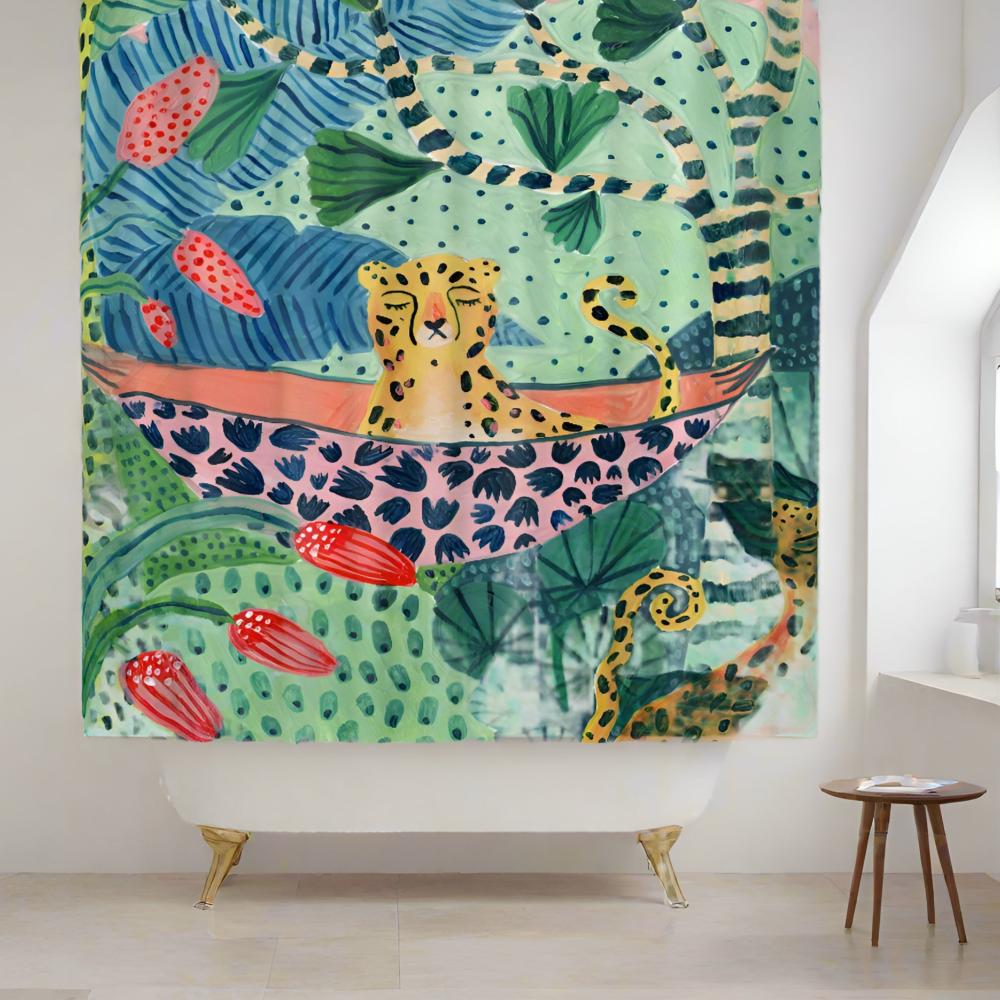 Shower Curtain 100% Polyester Vibrant Design Water-Resistant 0